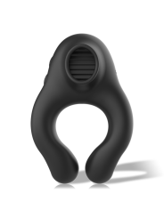 BLACK&SILVER - ANILLO VIBRADOR SILICONA 3 MOTORES RECARGABLE NEGRO