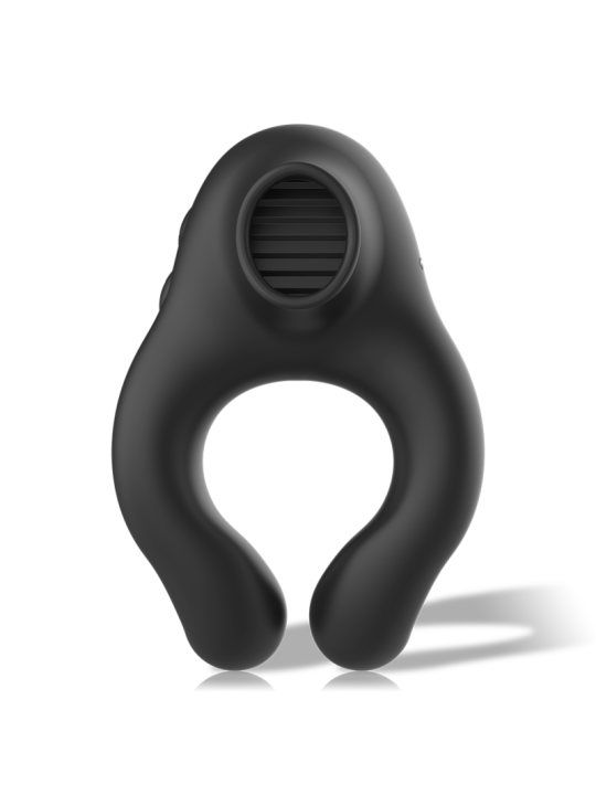 BLACK&SILVER - SILICONE VIBRATOR RING 3 MOTORS RECHARGEABLE BLACK
