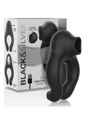 BLACK&SILVER - SILICONE VIBRATOR RING 3 MOTORS RECHARGEABLE BLACK