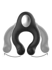 BLACK&SILVER - SILICONE VIBRATOR RING 3 MOTORS RECHARGEABLE BLACK