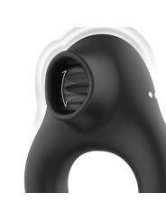 BLACK&SILVER - ANILLO VIBRADOR SILICONA 3 MOTORES RECARGABLE NEGRO