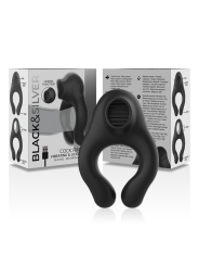 BLACK&SILVER - ANNEAU VIBRATEUR EN SILICONE 3 MOTEURS RECHARGEABLE NOI