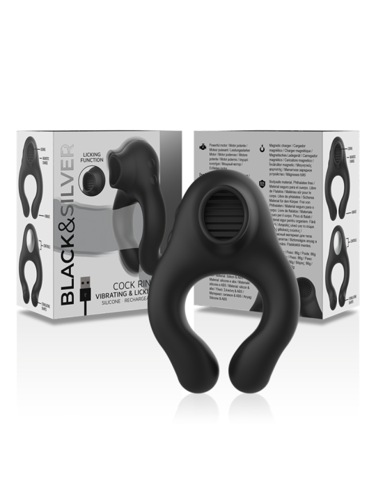BLACK&SILVER - OPLAADBARE 3 MOTOR SILICONEN VIBRATIERING ZWART