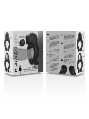 BLACK&SILVER - ANILLO VIBRADOR SILICONA 3 MOTORES RECARGABLE NEGRO