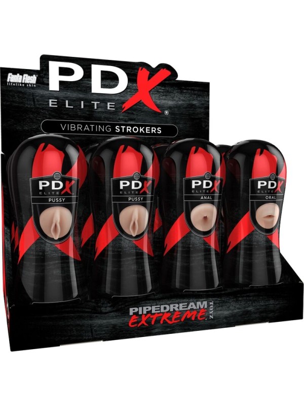 PDX ELITE - 12 UNIT STROKER MASTURBATOR SET: 6X VAGINA, 3X ANUS, 3X MO