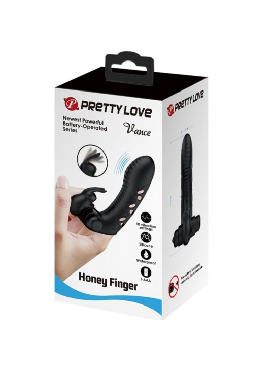 PRETTY LOVE - CAPA DE DEDO VIBRADOR DE COELHO PRETO VANCE