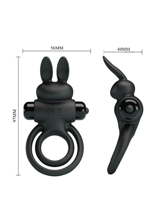 PRETTY LOVE - ANNEAU DE LAPIN VIBRATOR III POUR PÉNIS NOIR