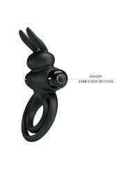PRETTY LOVE - ANILLO VIBRADOR III CONEJO PARA PENE NEGRO