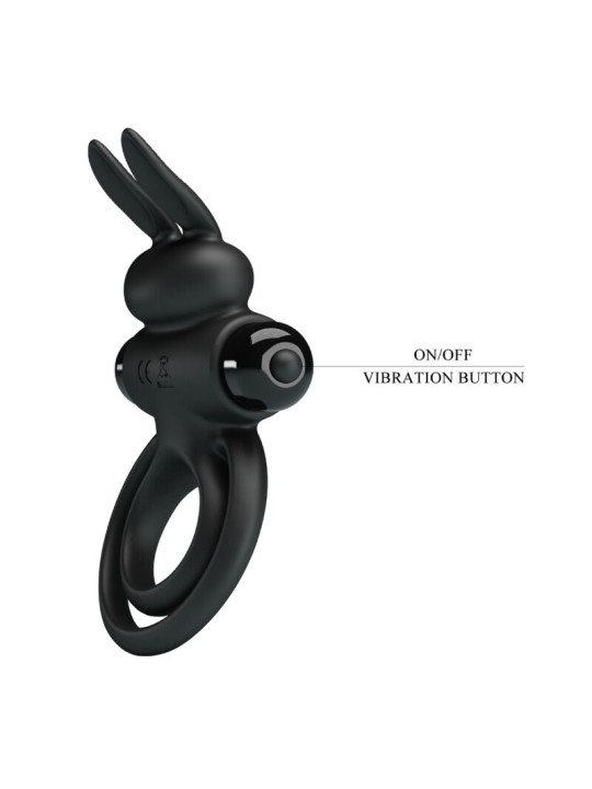 PRETTY LOVE - ANNEAU DE LAPIN VIBRATOR III POUR PÉNIS NOIR