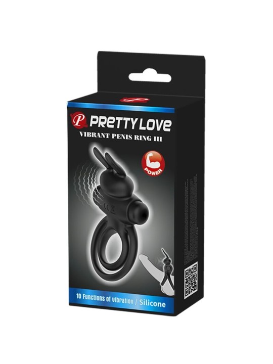 PRETTY LOVE - ANNEAU DE LAPIN VIBRATOR III POUR PÉNIS NOIR