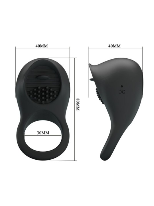 PRETTY LOVE - VIBRATING PENIS RING WITH BLACK TONGUE