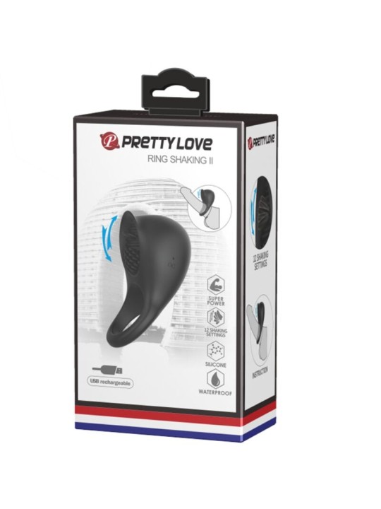 PRETTY LOVE - VIBRATING PENIS RING WITH BLACK TONGUE
