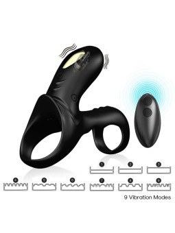 ARMONY - RANGER ANILLO DOBLE VIBRADOR PAREJA NEGRO