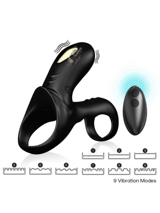 ARMONY - RANGER ANILLO DOBLE VIBRADOR PAREJA NEGRO