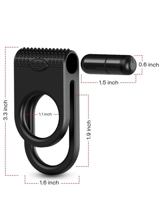 ARMONY - TWINS ANILLO DOBLE VIBRADOR PAREJAS NEGRO