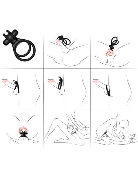 ARMONY - TRAVELLER DOPPEL-VIBRATORRING FÜR PAARE RABBIT SCHWARZ