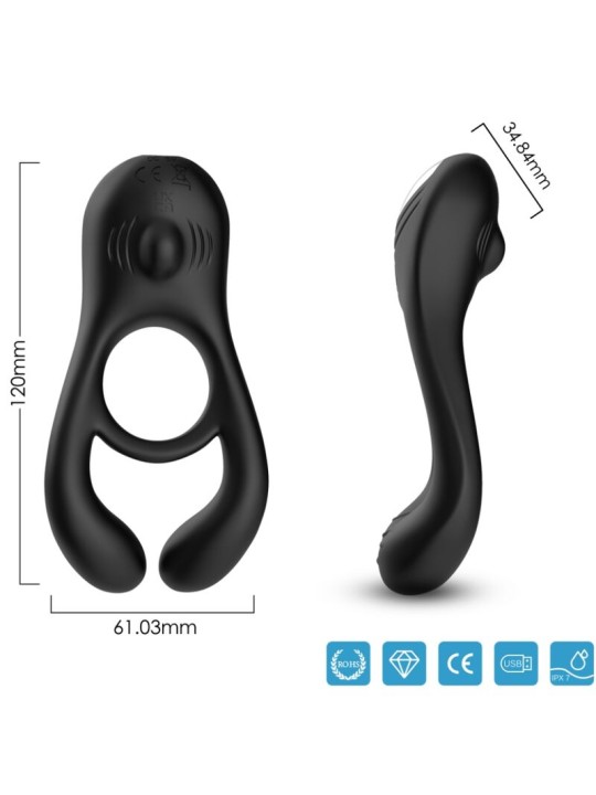 ARMONY - VEYRON ANILLO VIBRADOR DOBLE PINZA NEGRO