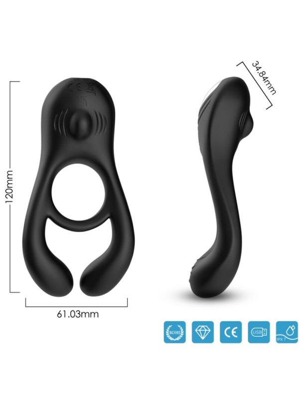 ARMONY - VEYRON DOUBLE VIBRATOR RING TOY FOR COUPLES BLACK