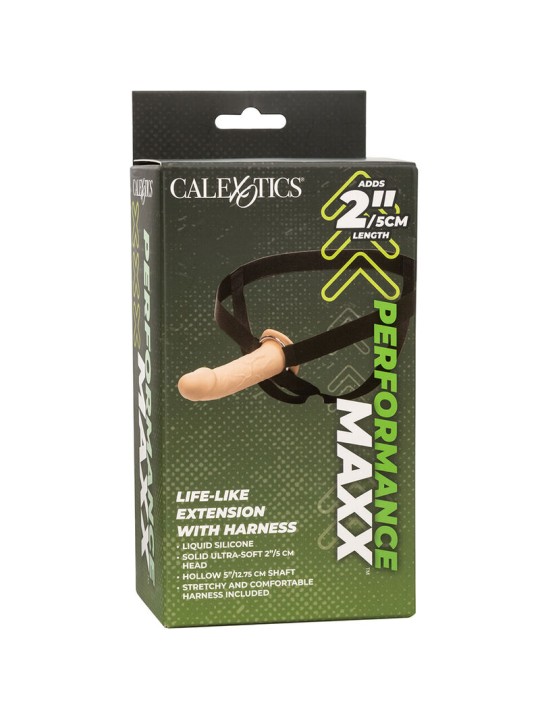 CALEXOTICS - PERFORMANCE MAXX EXTENSIÓN REALISTA CON ARNÉS PIEL CLARO