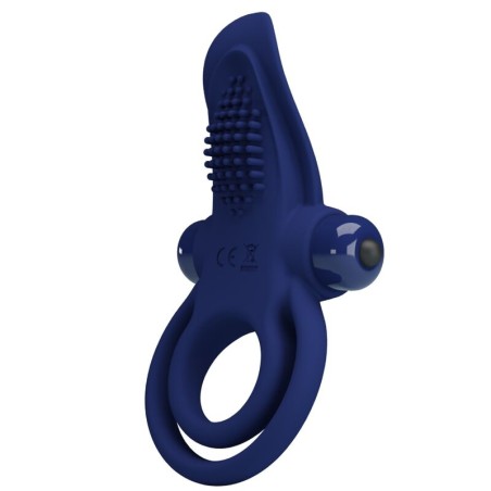 PRETTY LOVE - BRONSON DUBBELE RING MET BLAUWE TRILLING