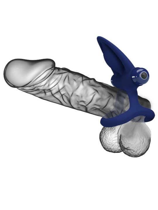 PRETTY LOVE - MAT DOUBLE ANNEAU AVEC VIBRATION & STIMULATEUR BLEU
