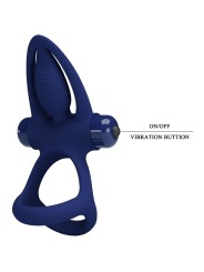 PRETTY LOVE - MAT DOUBLE RING WITH VIBRATION & STIMULATOR BLUE