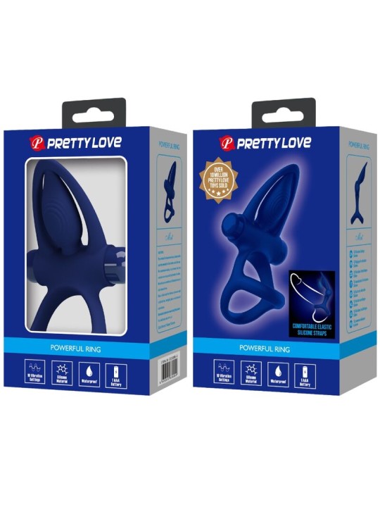 PRETTY LOVE - MAT DOBLE ANILLO CON VIBRACIÓN & ESTIMULADOR AZUL