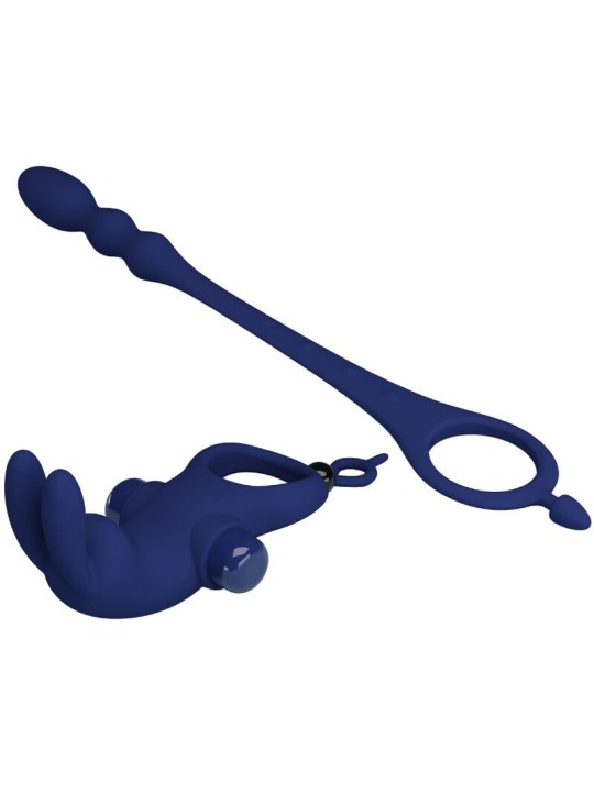 PRETTY LOVE - AYAD RABBIT VIBRATOR RING WITH PLUG BLUE