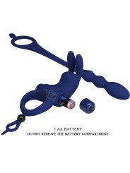 PRETTY LOVE - AYAD RABBIT VIBRATOR RING WITH PLUG BLUE