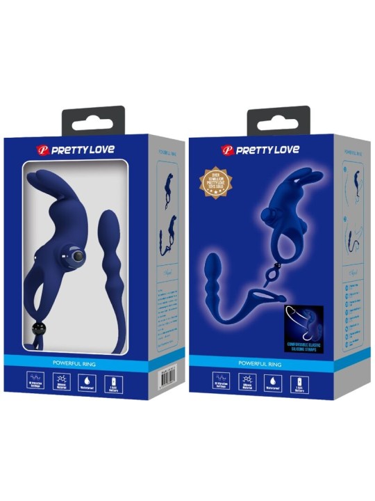PRETTY LOVE - AYAD ANNEAU VIBRATEUR LAPIN AVEC PLUG BLEU