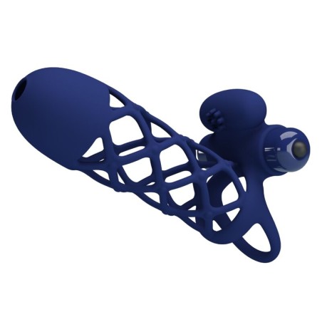 PRETTY LOVE - GIANN VIBRERENDE RING MET BLAUWE SILICONEN HOESJE