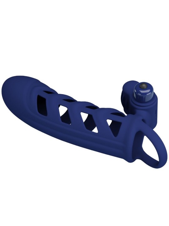 PRETTY LOVE - ALTAF ANNEAU VIBRATEUR AVEC GAINE EN SILICONE BLEU