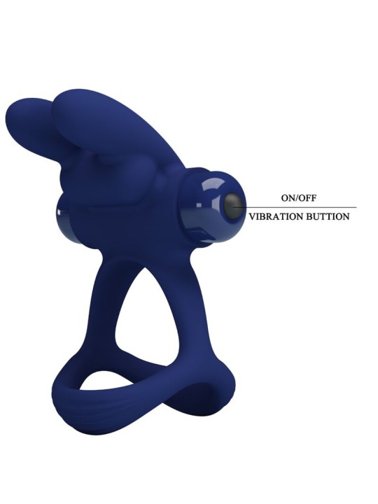 PRETTY LOVE - FRANCISCO DOUBLE VIBRATING RING RABBIT BLUE