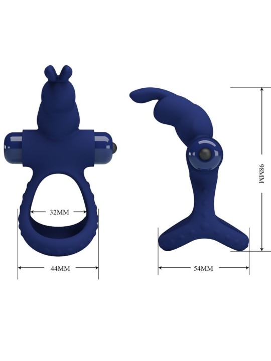 PRETTY LOVE - LUCHITO DOUBLE VIBRATING RING RABBIT BLUE