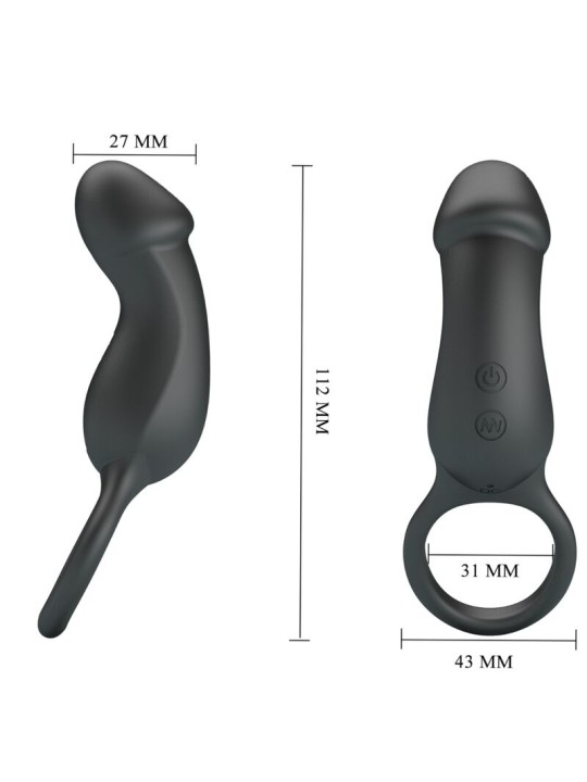 PRETTY LOVE - TRAE ANEL VIBRATÓRIO COM ESTIMULADOR PRETO