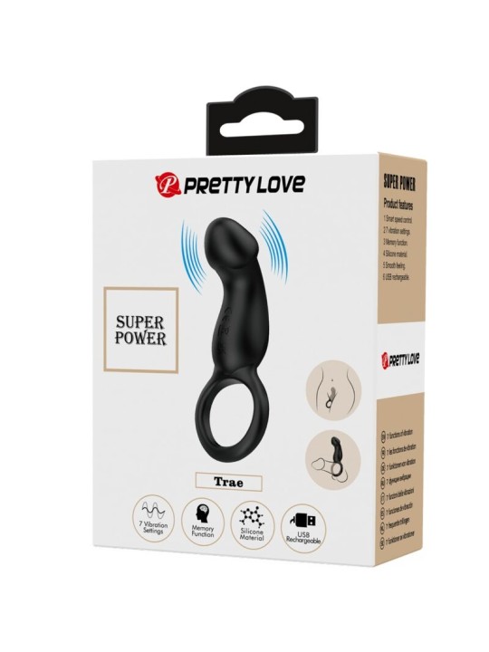 PRETTY LOVE - TRAE ANNEAU VIBRANT AVEC STIMULATEUR NOIR