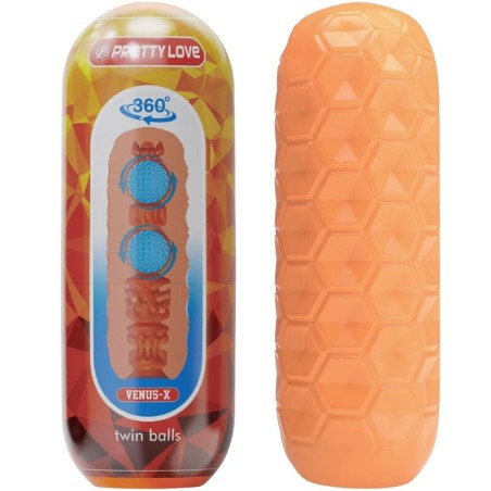 PRETTY LOVE - TWIN BALLS ORANJE MANNELIJKE MASTURBATOR