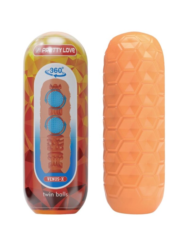 PRETTY LOVE - TWIN BALLS MASTURBADOR MASCULINO LARANJA