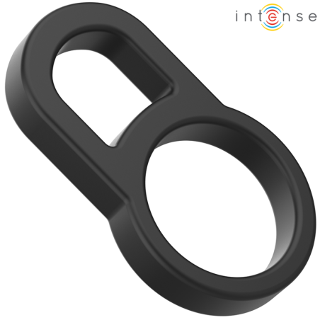 INTENSE - BOBBY DUBBELE PENIS RING ZWART SILICONEN