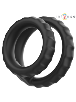 INTENSE - DEWEY ANILLO DOBLE PARA PENE SILICONA NEGRO MODELO 2