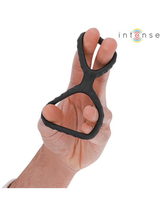 INTENSE - DEWEY DOUBLE SILICONE PENIS RING BLACK MODEL 2