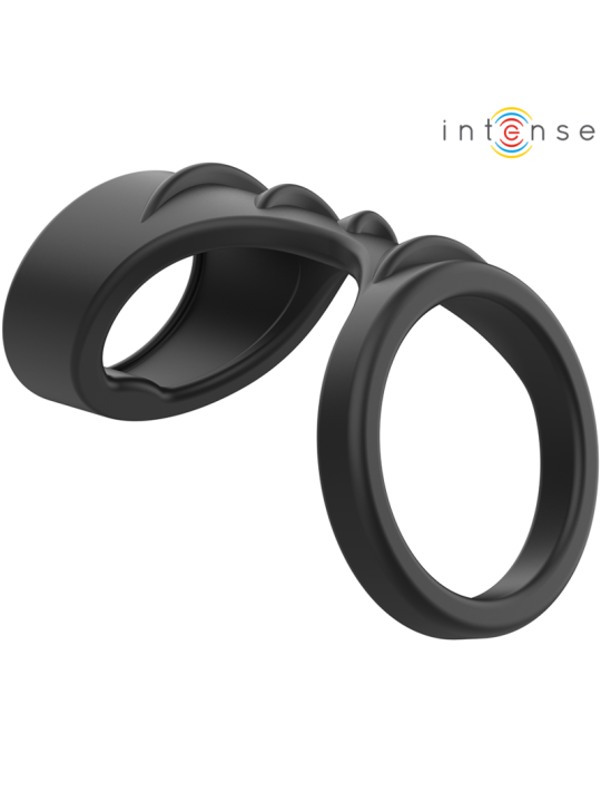 INTENSE - THEO ANILLO DOBLE PARA PENE SILICONA NEGRO MODELO 3