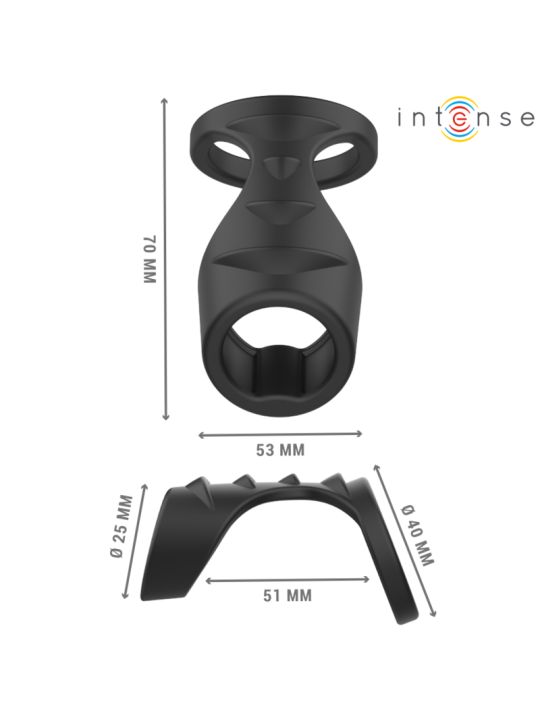 INTENSE - THEO ANEL DE SILICONE DUPLO PARA PÊNIS MODELO 3 PRETO