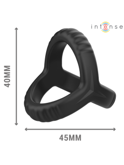 INTENSE - CARSON ANNEAU PÉNIS DOUBLE SILICONE NOIR MODÈLE 4