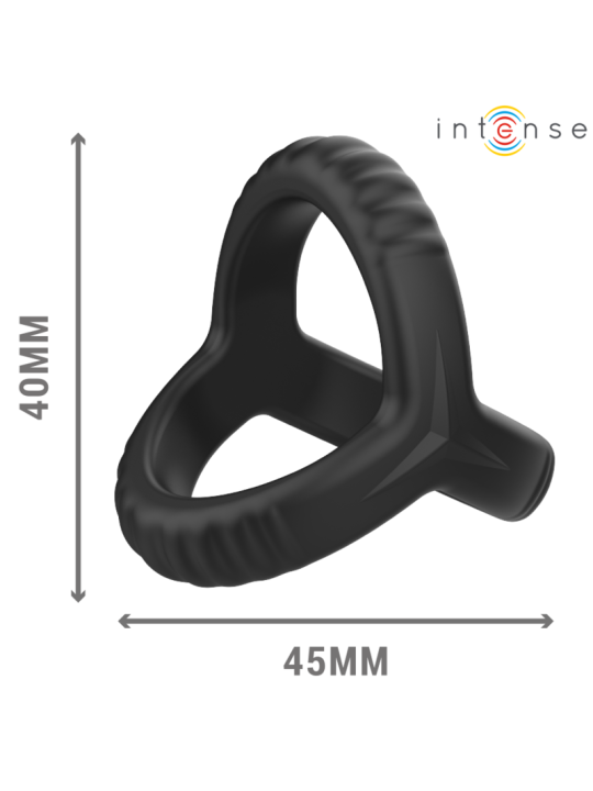 INTENSE - CARSON ANEL DE PÊNIS DUPLO DE SILICONE PRETO MODELO 4