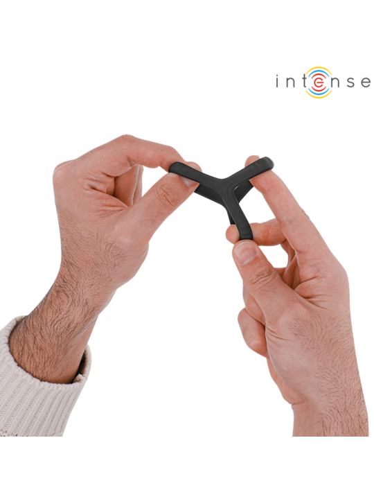 INTENSE - CARSON ANEL DE PÊNIS DUPLO DE SILICONE PRETO MODELO 4