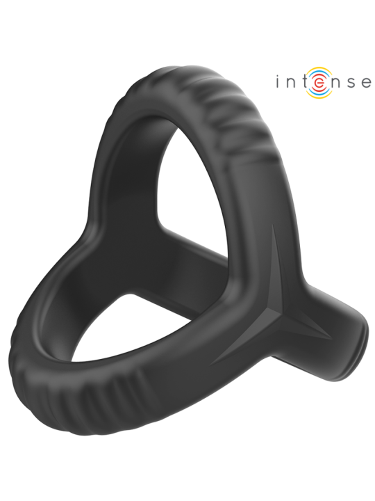 INTENSE - CARSON ANEL DE PÊNIS DUPLO DE SILICONE PRETO MODELO 4