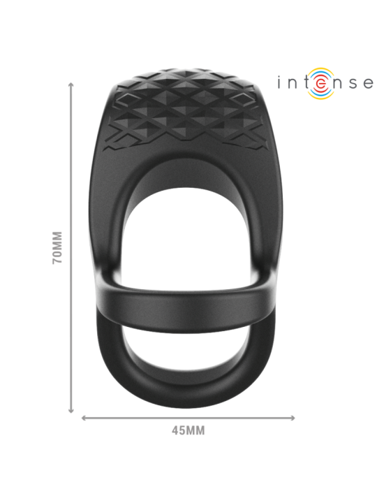 INTENSE - ALEX VIBRADOR ANEL DUPLO PENIS 10 VIBRAÇÕES PRETO