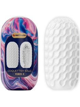 PRETTY LOVE - MASTURBADOR MASCULINO DE SILICONE COQUETTISH BALLS BRANC