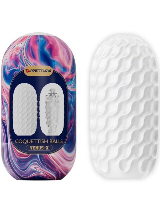 PRETTY LOVE - MASTURBADOR MASCULINO DE SILICONE COQUETTISH BALLS BRANC